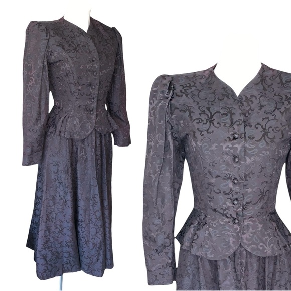v i n t a g e :: Floral Damask Edwardian Dress Bolero Peplum Jacket Set - Picture 3 of 16